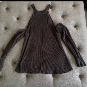AE Charcoal Cold Shoulder Sweater